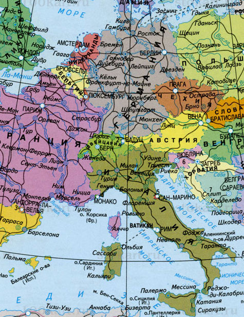 карта западной Европы
