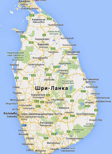карта Шри-Ланки