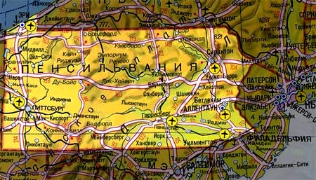 карта Пенсильвании