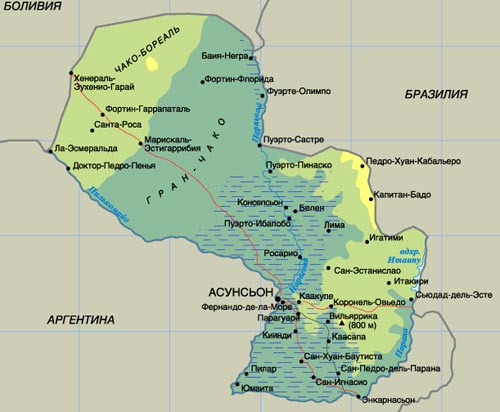 карта Парагвая
