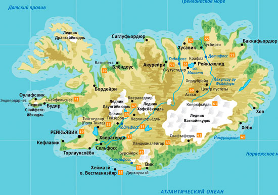 карта Исландии