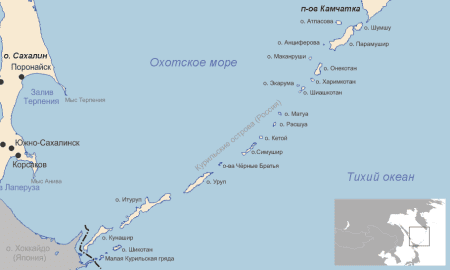 Курильские острова на карте