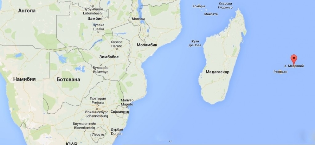 остров Маврикий на карте мира
