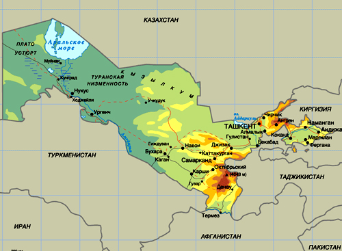  карта Узбекистана 
