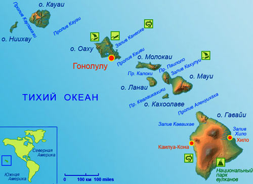 карта гавайских островов