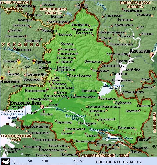 карта Ростовской области 