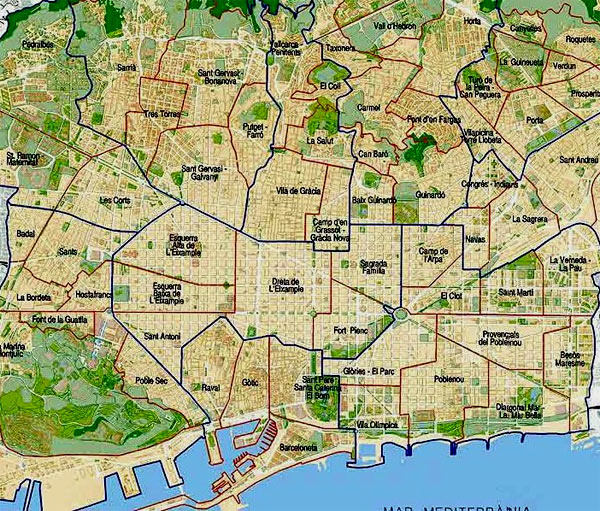 карта Барселоны