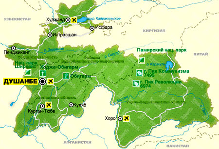 карта таджикистана