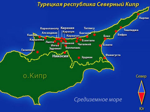 карта Северного Кипра