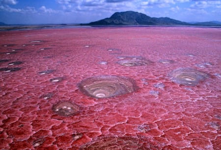 Красное соленое озеро Натрон