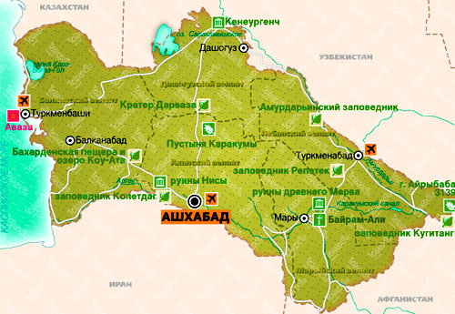 карта Туркменистана 