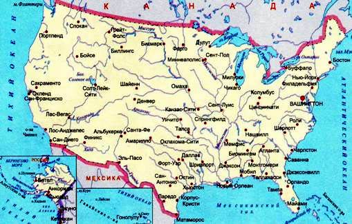 карта США 