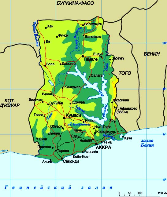 карта Ганы 