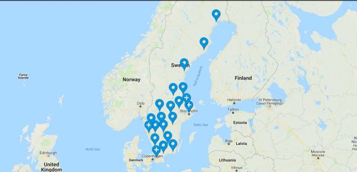 Университеты Швеции на карте.