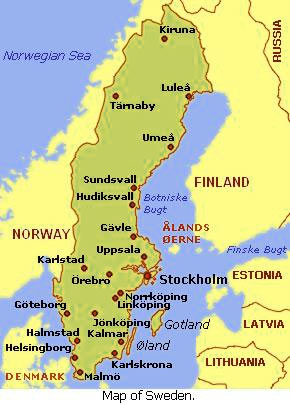 карта Швеции