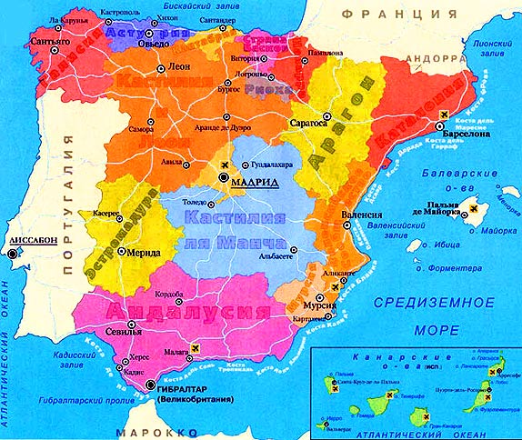  карта Испании 