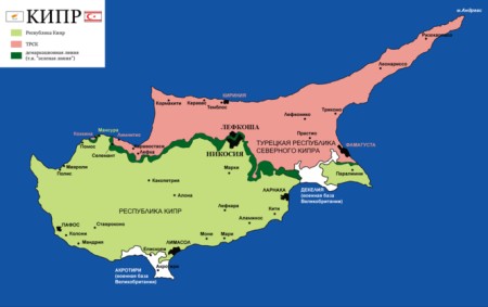 Карта Кипра после раздела