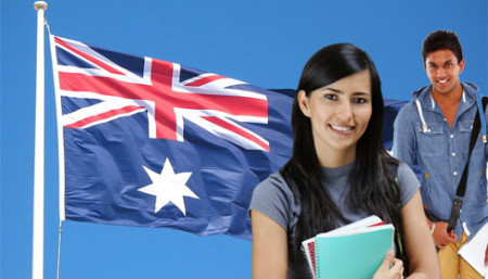 Студенты и флаг Австралии