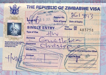 виза Зимбабве 