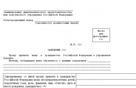 Заявление на получение гражданства РФ