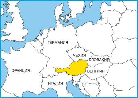 Австрия на карте Европы
