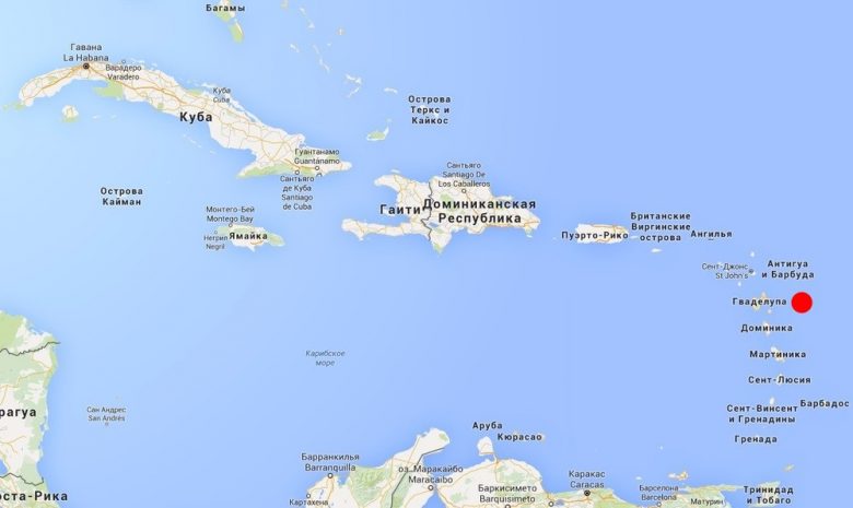 Гваделупа на карте