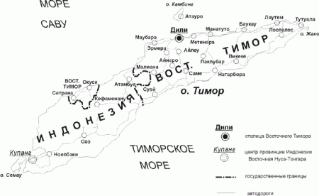 Восточный Тимор на карте 