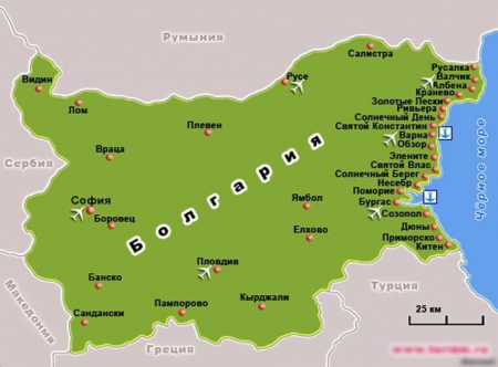 Болгария на карте