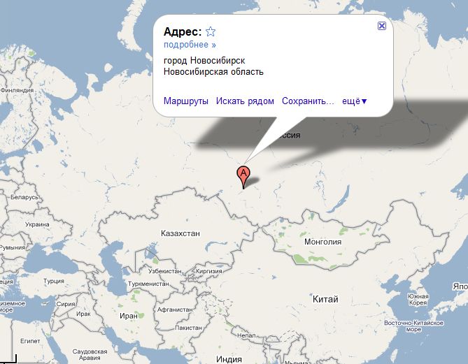 Новосибирск на карте