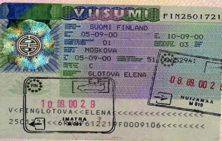 Образец визы в Финляндию