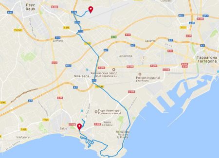 Расстояние на карте от аэропорта Реус до Салоу