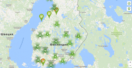 Схема официальных заправок Teslа в Финляндии