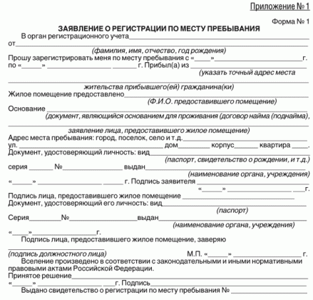 Изображение - Как сделать прописку в москве легально zayvlenie-o-registracii-po-mesty-prebyvaniy-439x420