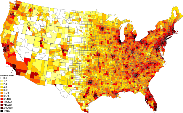Плотность населения США