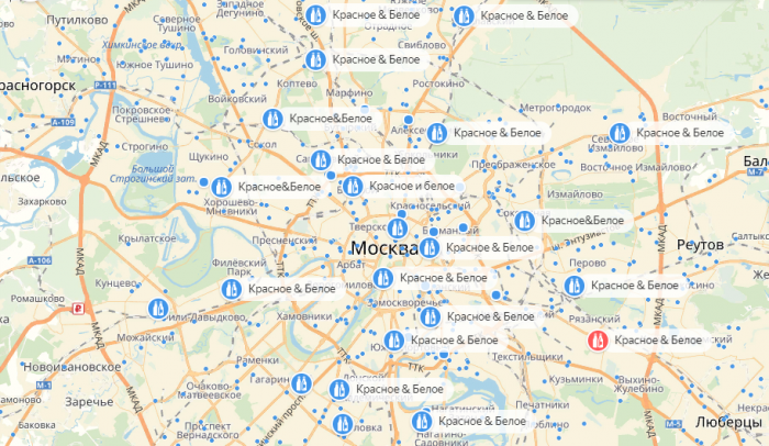 Магазина "КБ" на карте Москвы