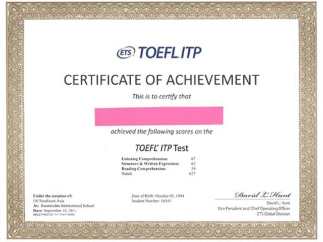 сертификат TOEFL