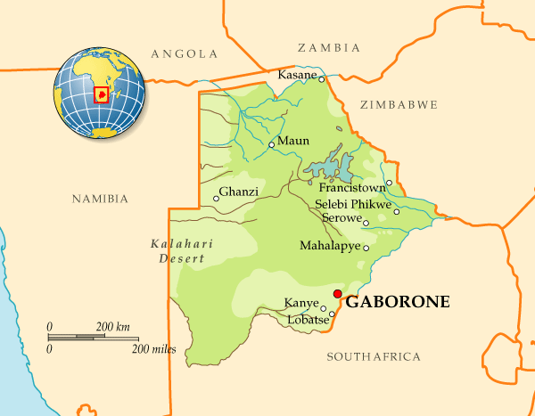 Ботсвана на карте