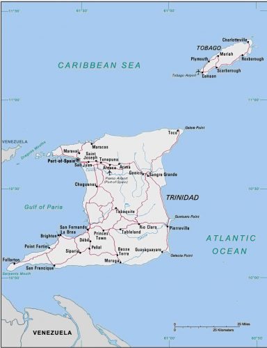 Карта Тринидад и Тобаго