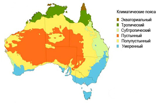 Климатическая карта Австралии