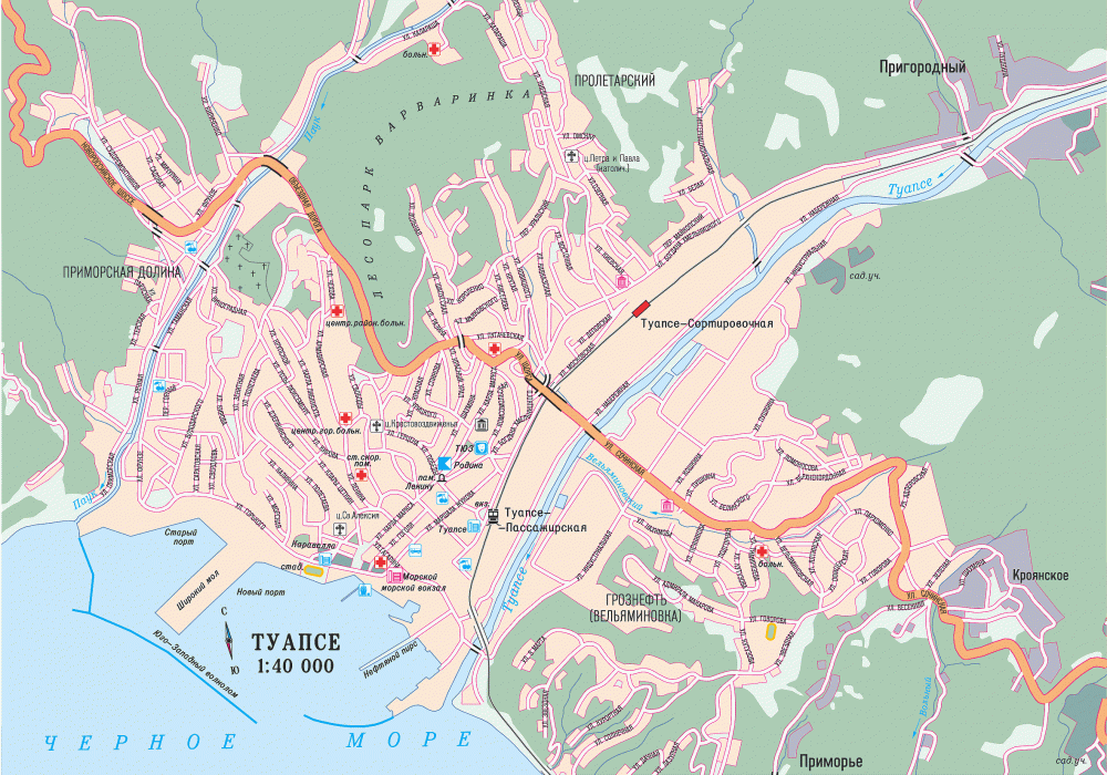 Карта-схема города Туапсе