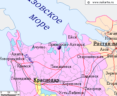Карта окрестностей города Приморско-АхтарскКарта окрестностей города Приморско-Ахтарск