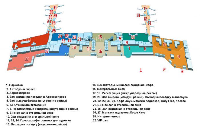 Схема Аэропорта Домодедово