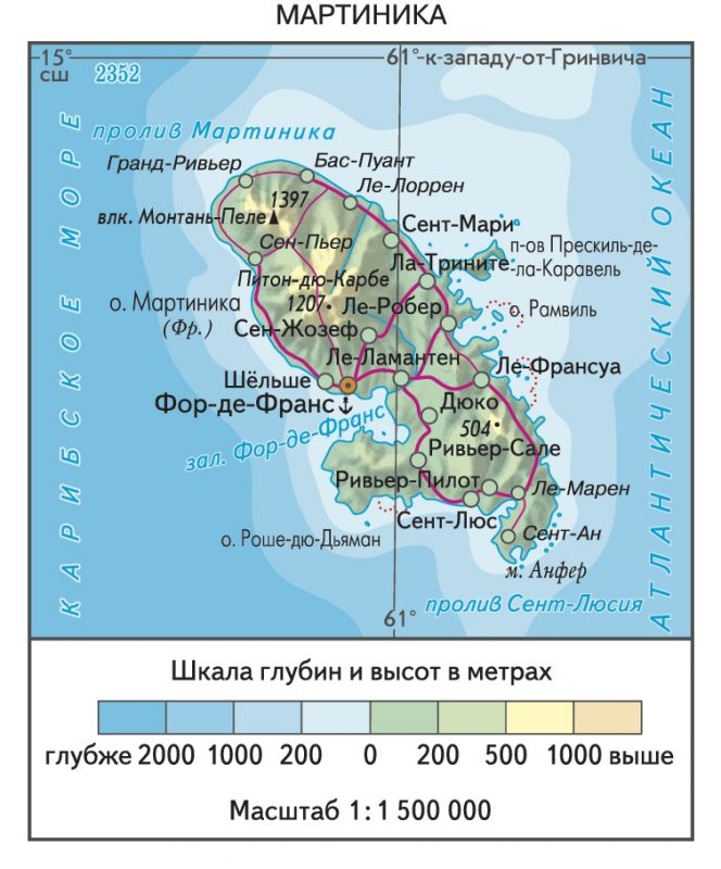 Мартиника на карте