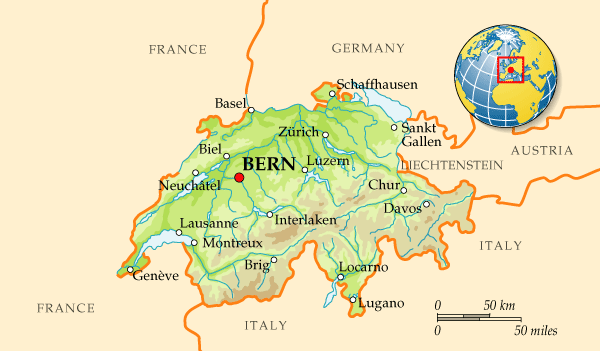 Карта Швейцарии