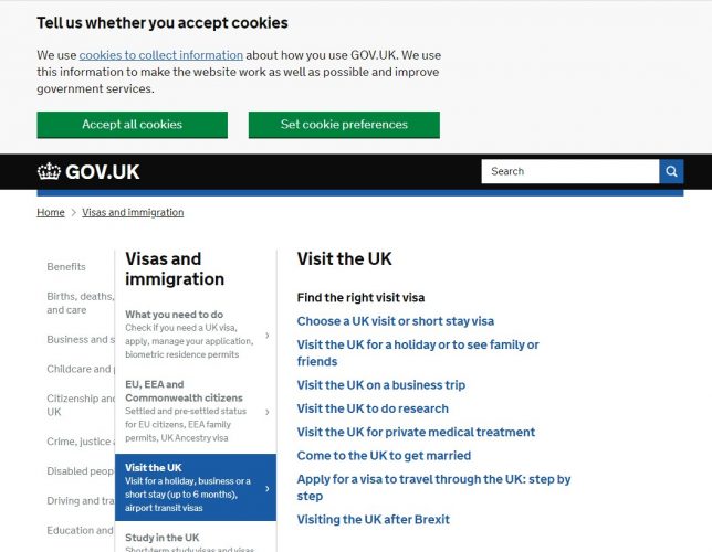 Скриншот сайта gov.uk