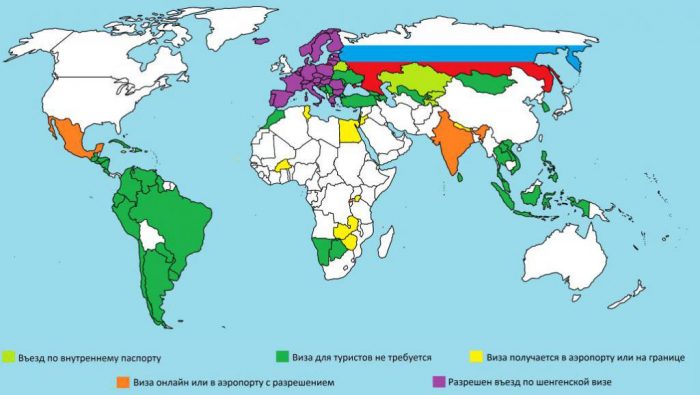 Карта безвизовых стран