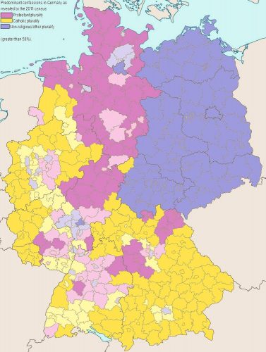 Карта религиозных конфессий Германии
