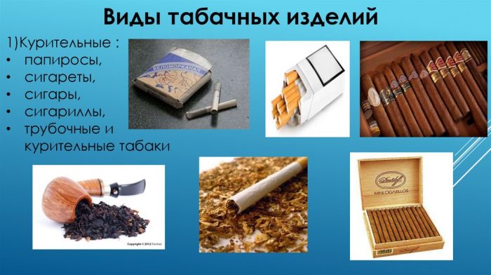 Виды табачных изделий