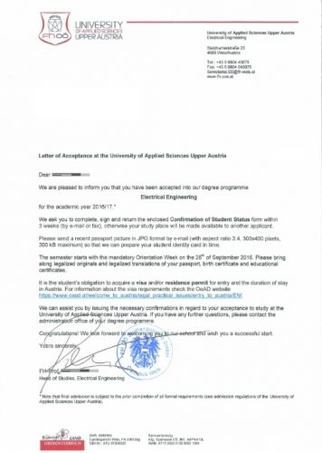 Письмо-приглашение от австрийского университета