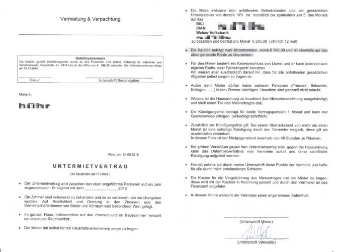 Австрийский договор об аренде квартиры